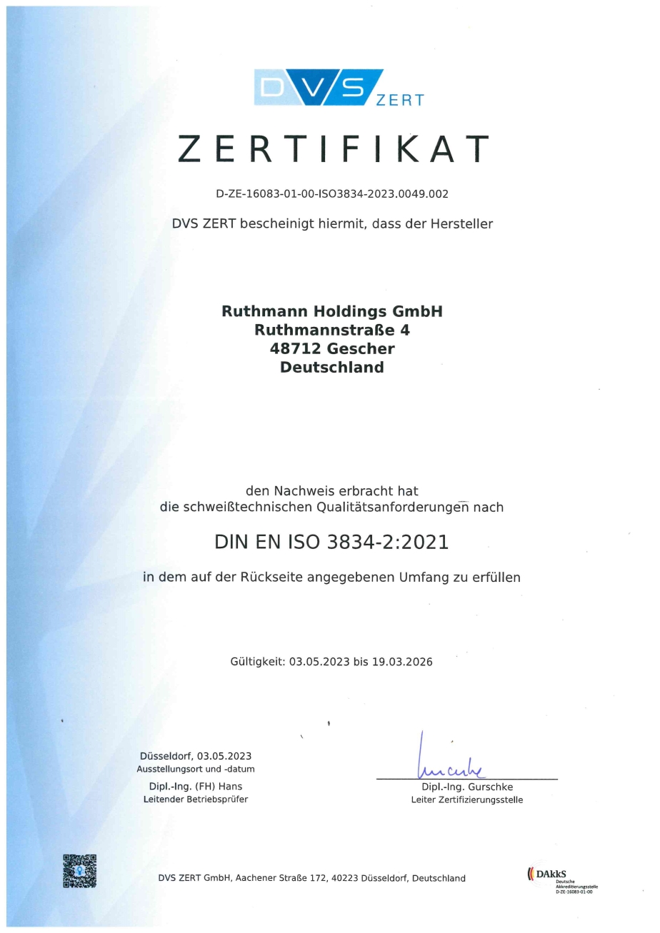 Zertifikat ISO 3834-2