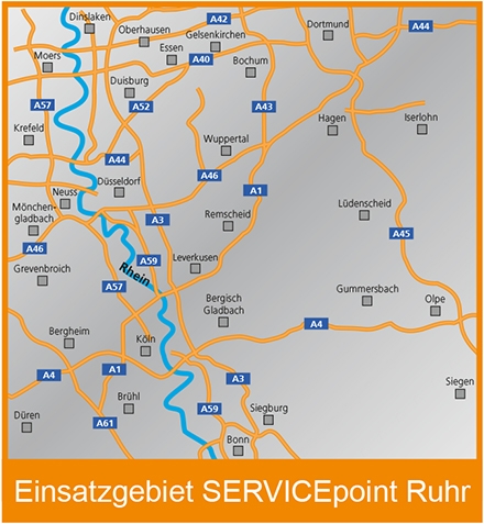 Bereichskarte Einsatzgebiet Service Point