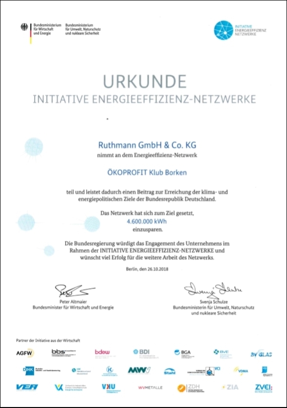 Urkunde Initiative Energieeffizienz-Netzwerke