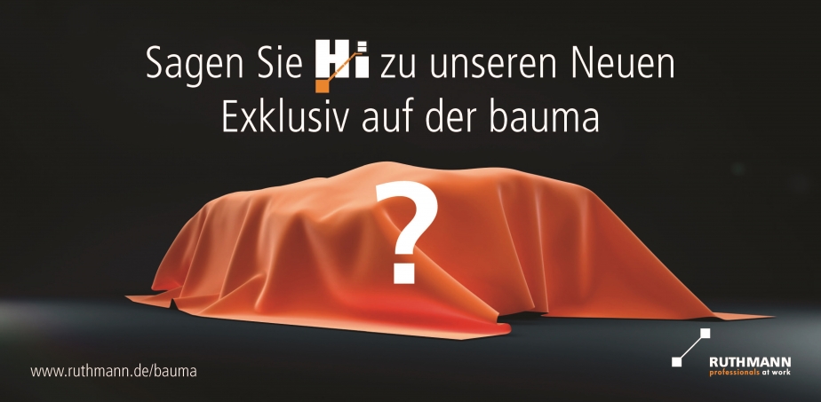 Eine Überraschung hebt sich RUTHMANN noch für die bauma auf - Was versteckt sich unter dem Tuch?