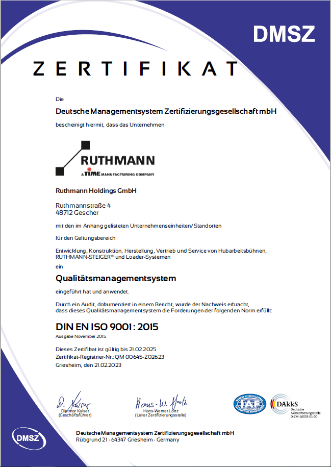 DMSZ Zertifikat ISO 9001:2015